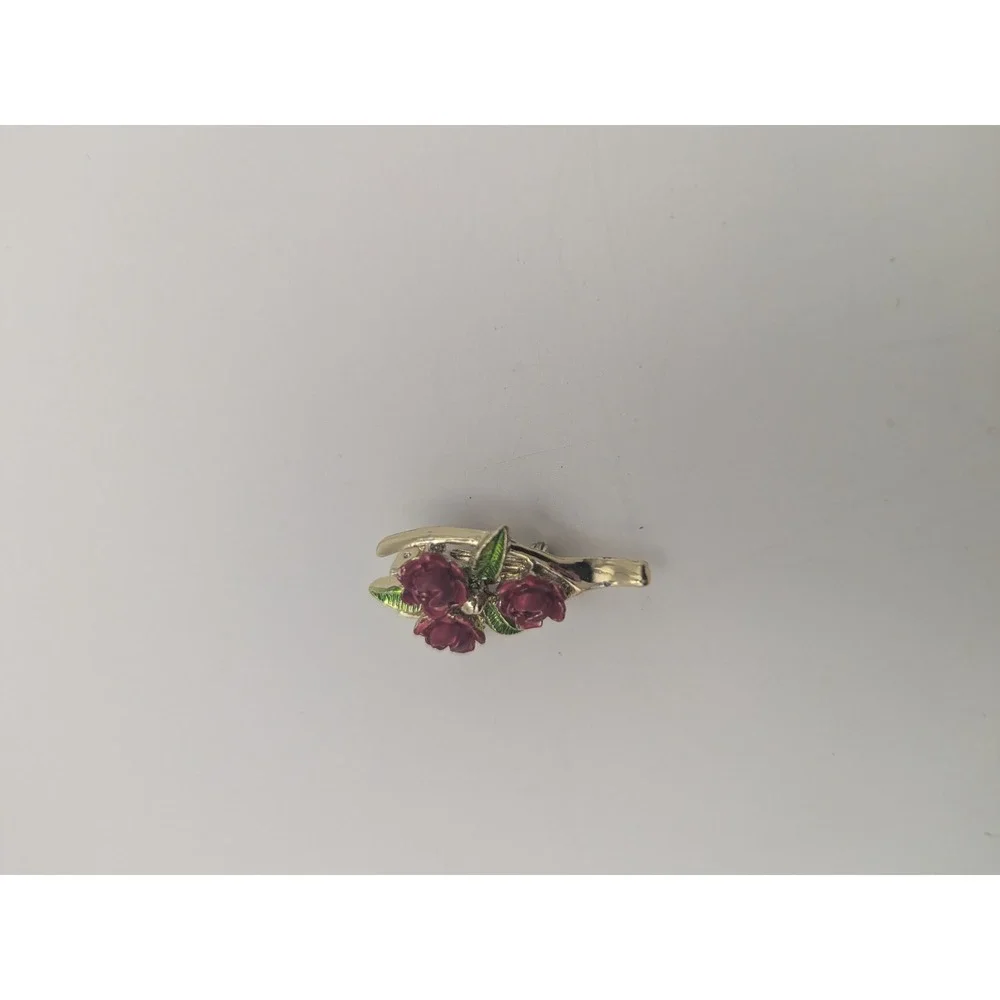 Vtg Gerrys Gold Tone Rose Bouquet Wishbone Enamel Pin Brooch Womens Jewelry‎